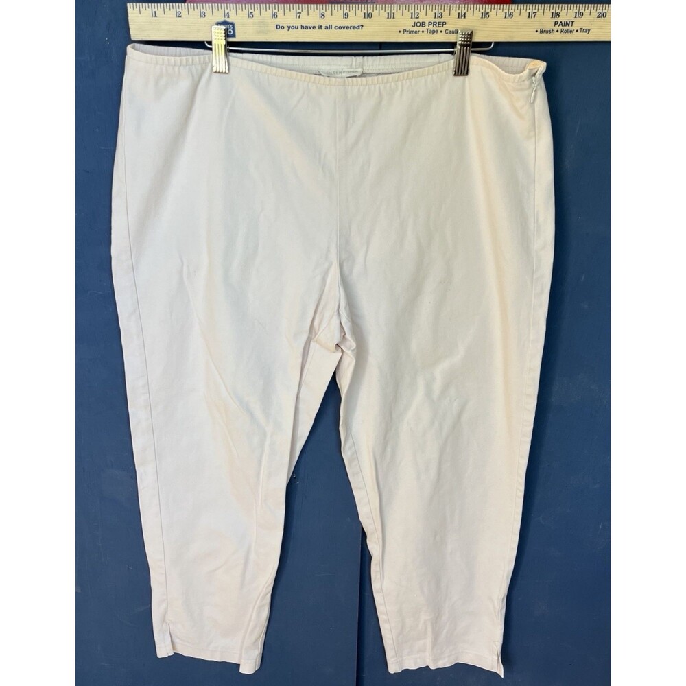 Eileen Fisher Pants Capris Cream Cropped Size Large Cotton Stretch Side zip READ